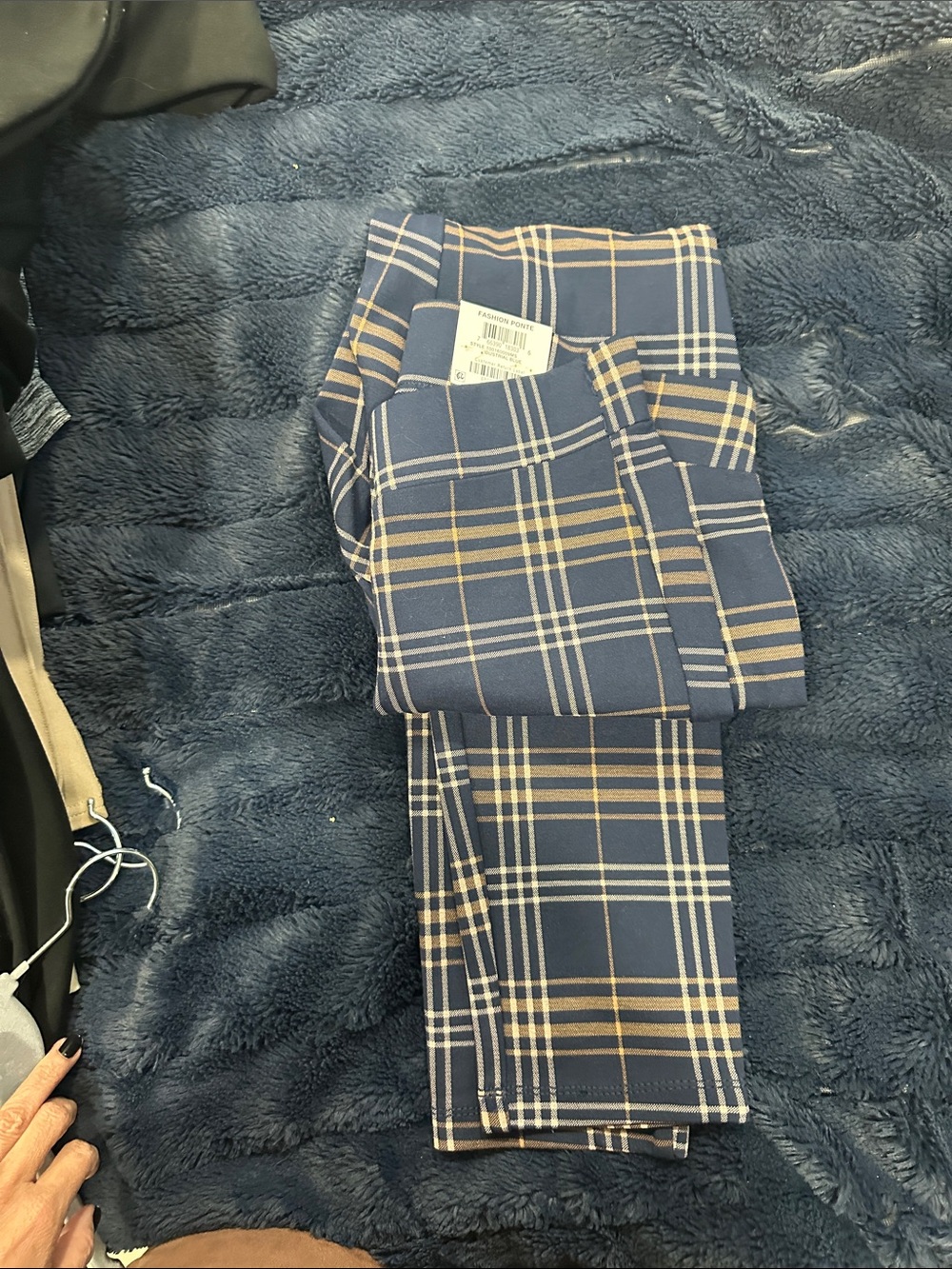 Style & Co. Navy Plaid Skinny Pants